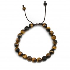Bracelet Oeil de tigre boule rond 8mm 