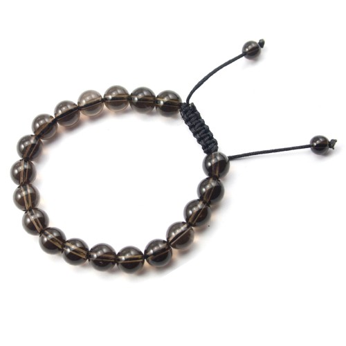 Rauchquarz Armband rund 8mm - Verstellbare Makramee x 1St