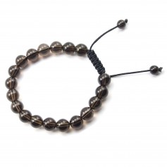 Bracelet Quartez fume boule rond 8mm 