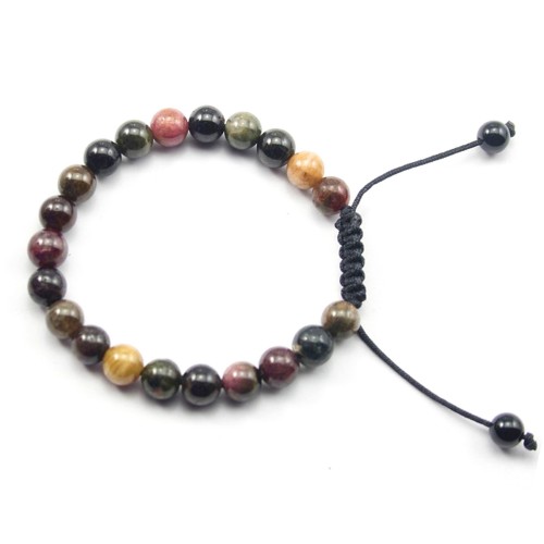 Armband Turmalin mehrfarbig rund 8mm - Verstellbare Makramee x 1St