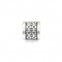 Perle intercalaire tube bonheur 8x8.5mm - Argent 999 niellé x 1pc