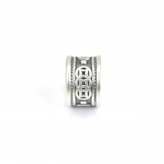 Perle Zwischenstück Tube Vermögen 6x9mm - Silber 999 Niello x 1St