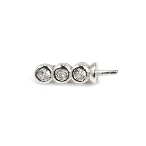 Bélière 3 strass pour semi percé 14.5mm - oxyde de zirconium & Argent 925 rhodié x 1pc