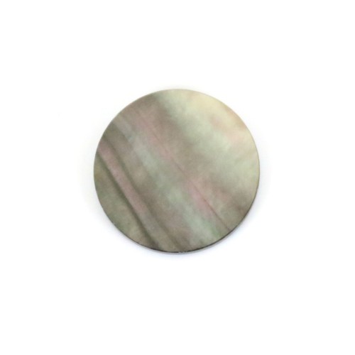 Cabochon Nacre gris rond plat 14mm x 1pc