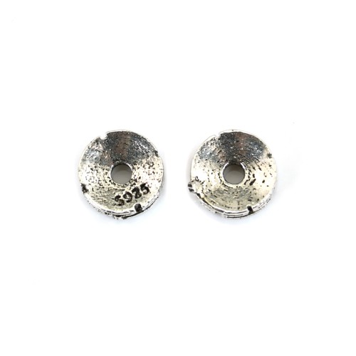Cuenta espaciadora redonda cincelada 3x8mm - Plata 925 niellé x 1pc