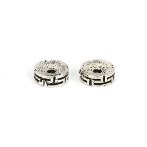 Conta espaçadora redonda cinzelada 3x8mm - Prata 925 niellé x 1pc
