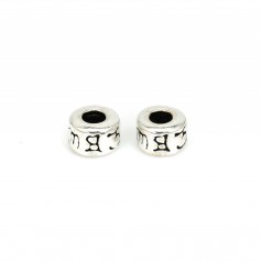 Cuenta mantra tibetano rondelle entrelazado 3.7x5.5mm - Plata 925 niello x 1pc