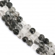 Quartz rutile noir rond plat facetté 4mm x 40cm