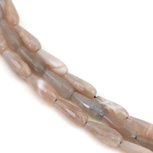 Pierre de soleil orange, en forme de goutte facetté 6x16mm x 40cm