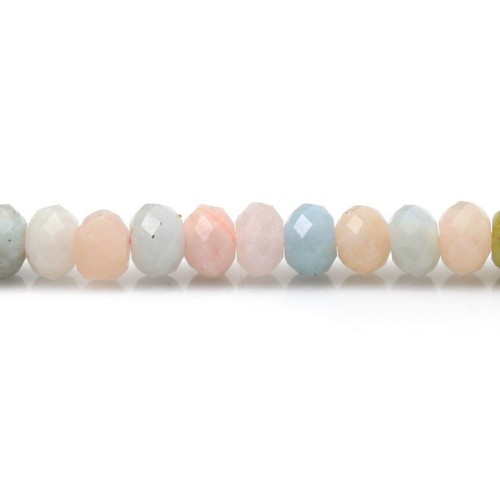 Morganite & Aquamarine, multicolor, faceted rondelle 4x6mm x 39cm