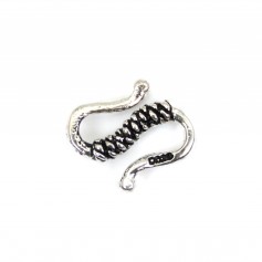 Fecho em S estilizado - Prata 925 niello x 1pc