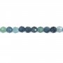 Round faceted blue tourmaline 2mm x 40cm