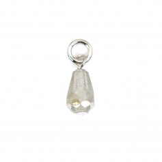Breloque Labradorite goutte facetté 4x6mm - Argent 925 rhodié x 1pc