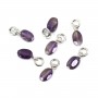 Ovaler facettierter Amethyst Charm 4x6mm - 925er Silber rhodiniert x 1Stk