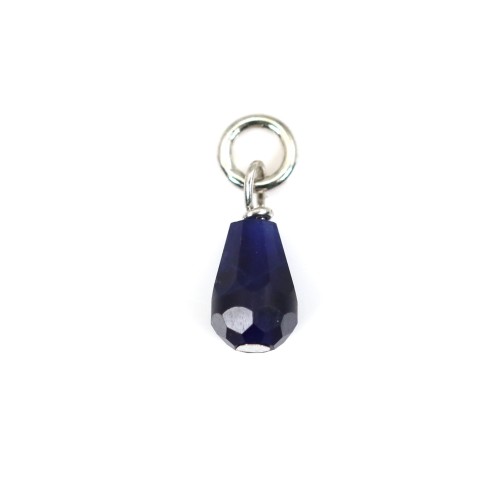 Breloque Sodalite goutte facetté 4x6mm - Argent 925 rhodié x 1pc