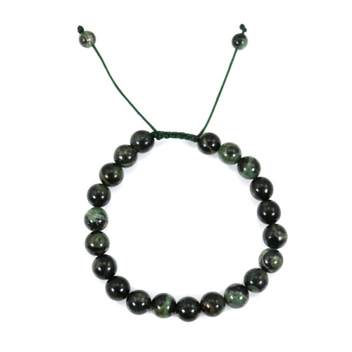 Pulsera de Jaspe Kambaba Redondo de 8mm - Macramé Ajustable x 1pc