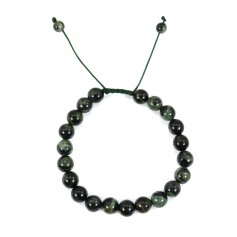 Bracelet Jaspe Kambaba rond 8mm - Réglable macramé x 1pc
