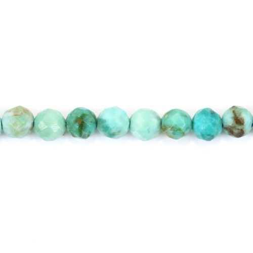 Round faceted Peruvian turquoise 3mm x 39cm