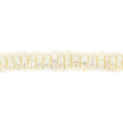 Freshwater cultured pearl, white, keshi rondelle, 4-5mm x 41cm