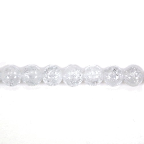 Round cracked rock crystal 10mm x 39cm