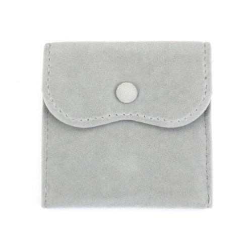 Grey velvet button pouch 10x10cm x 1pc