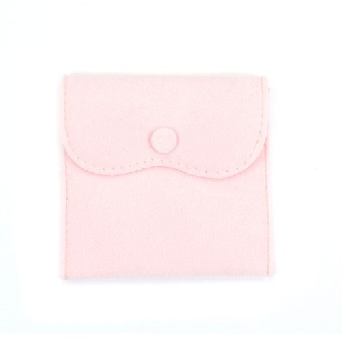 Rosa Samtbeutel mit Knopf 10x10cm x 1St
