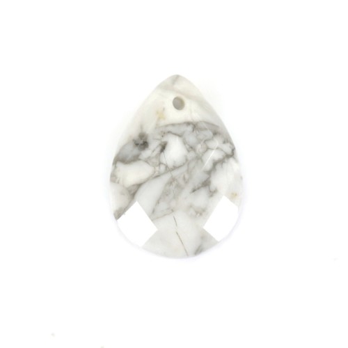 Pendentif Howlite goutte facetté 13x18mm x 1pc