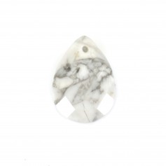 Pendentif Howlite goutte facetté 13x18mm x 1pc