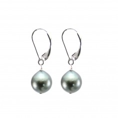 Boucles d'oreilles Argent 925 Dormeuse Perles Tahiti x 2pcs