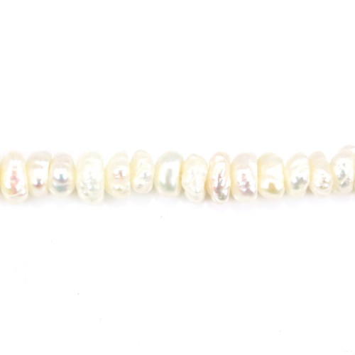 Perla cultivada de agua dulce, blanca, keshi roundel, 3,5-4mm x 41cm