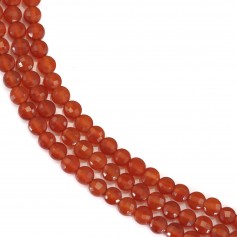 Agate rouge rond plat facetté 4mm x 40cm