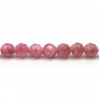 Tourmaline rose foncé, de forme ronde facetté, 4mm x 6pcs