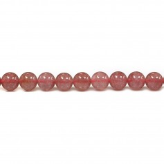 Quartz fraise,de forme rond ,8mm x 39cm