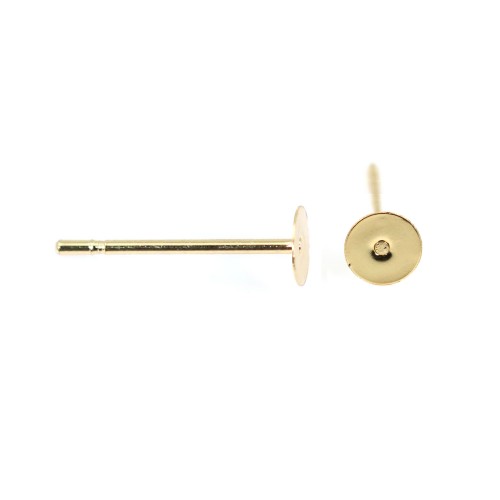 Pendiente de disco de 4 mm - acero inoxidable chapado en oro 304 x 4 piezas