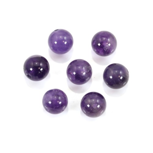 Amethyst, halbgebohrt, rund 8mm x 2pcs
