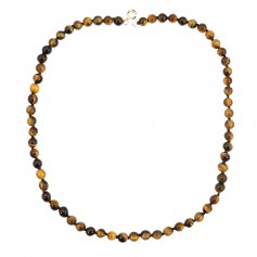 Collar Ojo de Tigre Redondo 6mm x 1pc