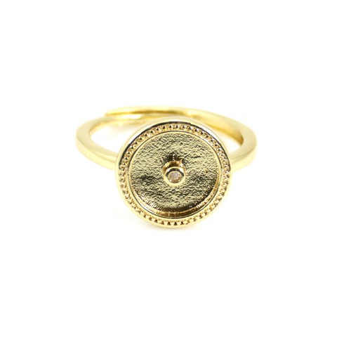 Anillo ajustable para cabujón donut 10mm - Óxido de circonio - Oro x 1ud