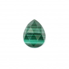 Cabochão em gota facetado de malaquite 8x10mm x 1pc