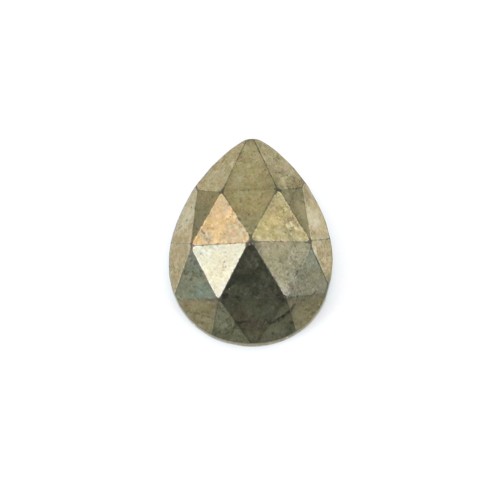 Cabochon Pyrite goutte facetté 8x10mm x 1pc