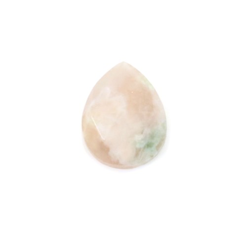 Cabochon Agate fleur de cerisier goutte facetté 8x10mm x 1pc