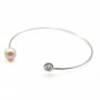 Argent 925 rhodié avec zirconium bracelet réglable pour perles semi percée 60mm x 1pc
