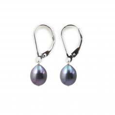 Boucles d'oreilles perle d'eau douce noir 8mm x 2pcs