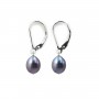 Earring  silver 925 black  Freshwater Pearl 8mm x 2pcs