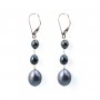 Earring silver925 freshwater pearl noir