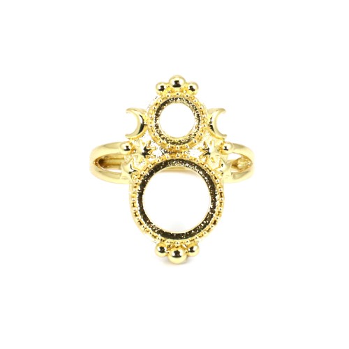Anillo ajustable para cabujón redondo de 6 y 10mm - Oro x 1pc