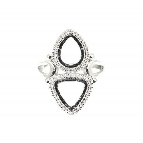 Bague réglable pour cabochon goutte & triangle - Argenté x 1pc