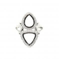 Bague réglable pour cabochon goutte & triangle - Argenté x 1pc
