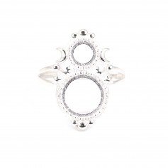 Anel ajustável para cabochão redondo 6 & 10mm - Prata 925 x 1pc