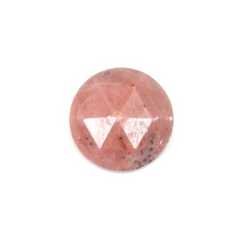 Cabochão de rodonite facetado redondo 10 mm x 1 unidade