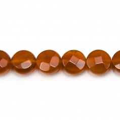 Cornaline ronde plate facette 8mm x 40cm